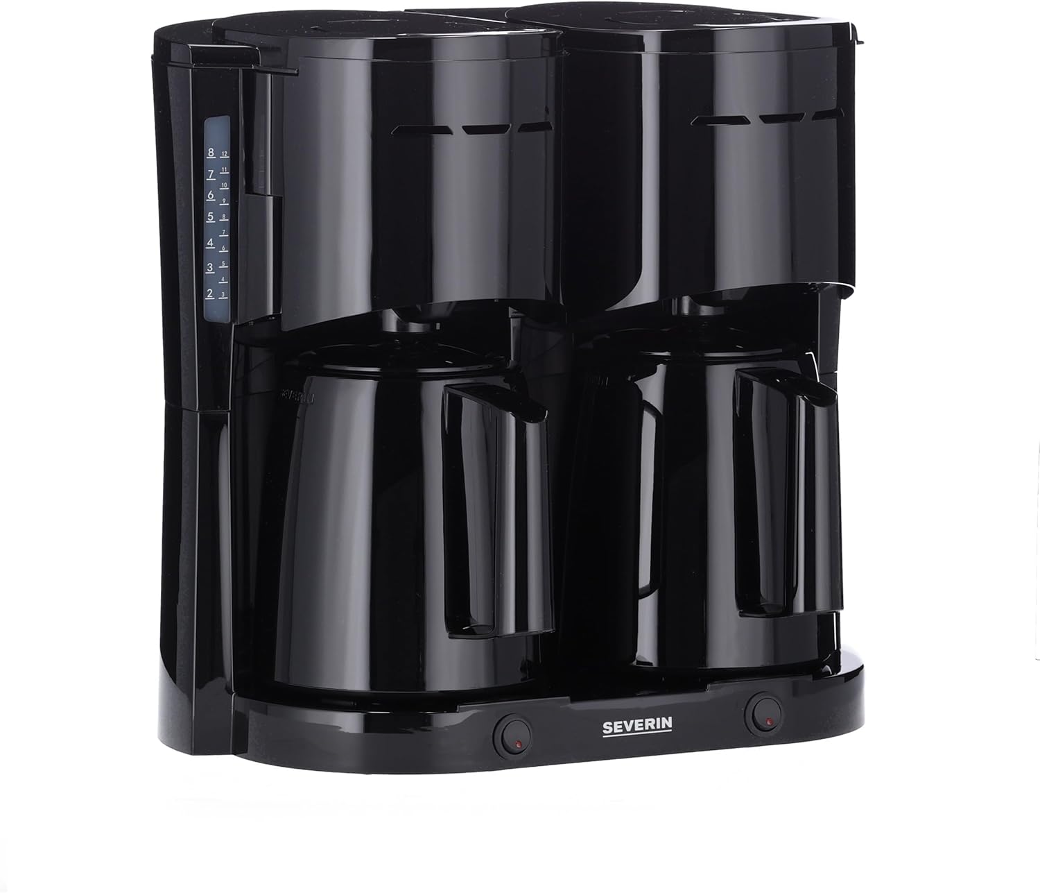 Severin Duo-Filterkaffeemaschine mit Thermokanne, Kaffeemaschine für bis zu 16 Tassen, ansprechende Filtermaschine mit 2 Isolierkannen, schwarz, KA 9315