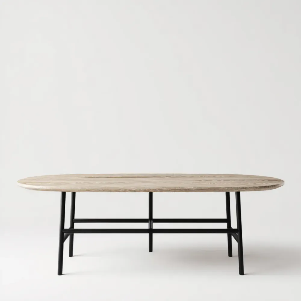 Esstisch Eiche Holz 200x90x75 cm - Natur/Schwarz