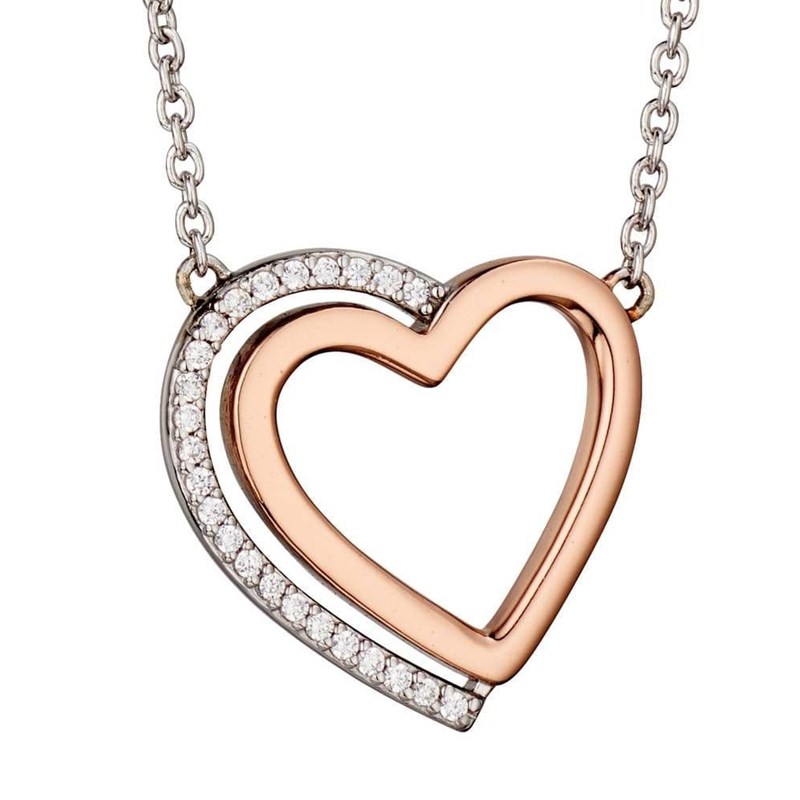 Collier coeur plaqué Or rose en argent 925/1000