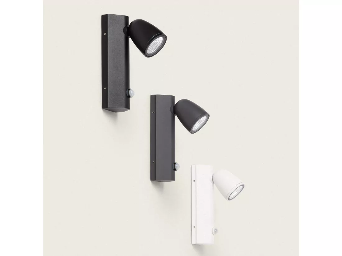 Applique Murale Extérieure LED 6W Aluminium avec Détecteur de Mouvement Abel Noir