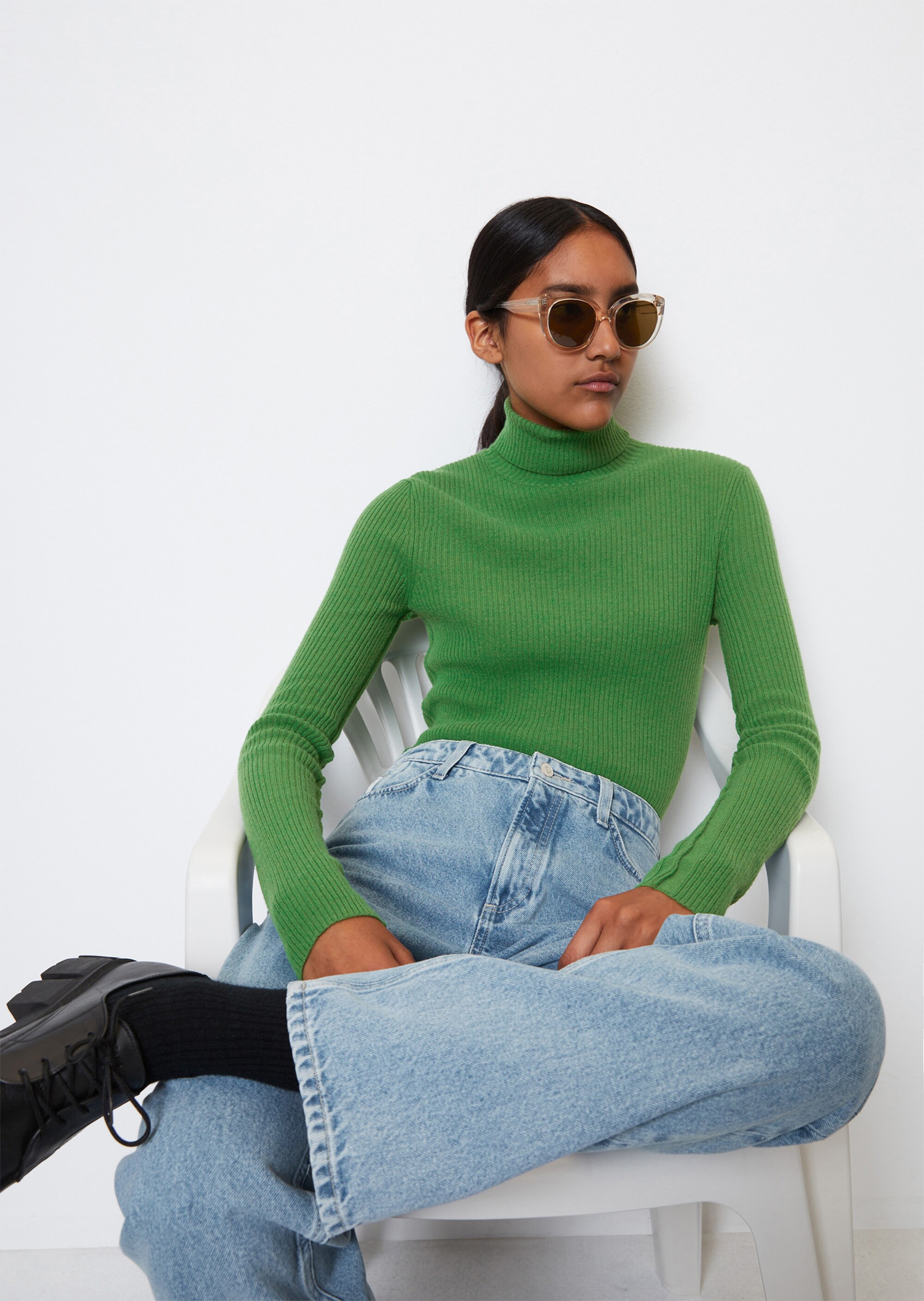 Rollkragenpullover shapedim soften Rippstrick