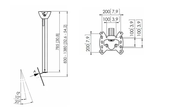 Vogel's Professional PFC 585 - Monteringssæt (loftsplade, stang) - for LCD display - sølv - skærmstørrelse: 19