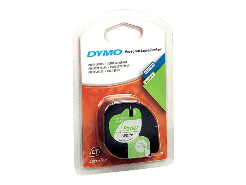 Labeltape DYMO® LetraTAG 12mm x 4m hvid papirtape