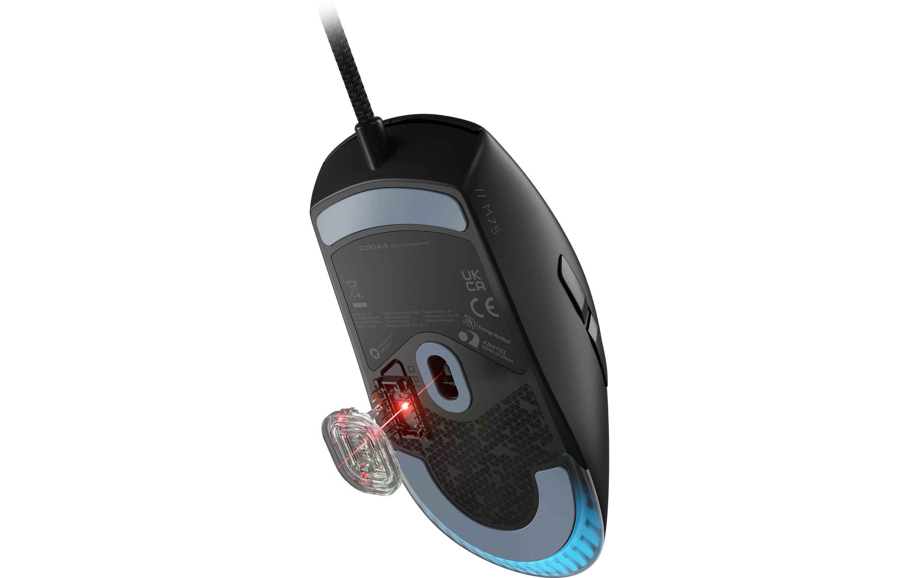 Gaming-Maus M75 SchwarzLeichte RGB-Gaming-Maus mit 26'000 dpi Corsair «Marksman»-Sensor