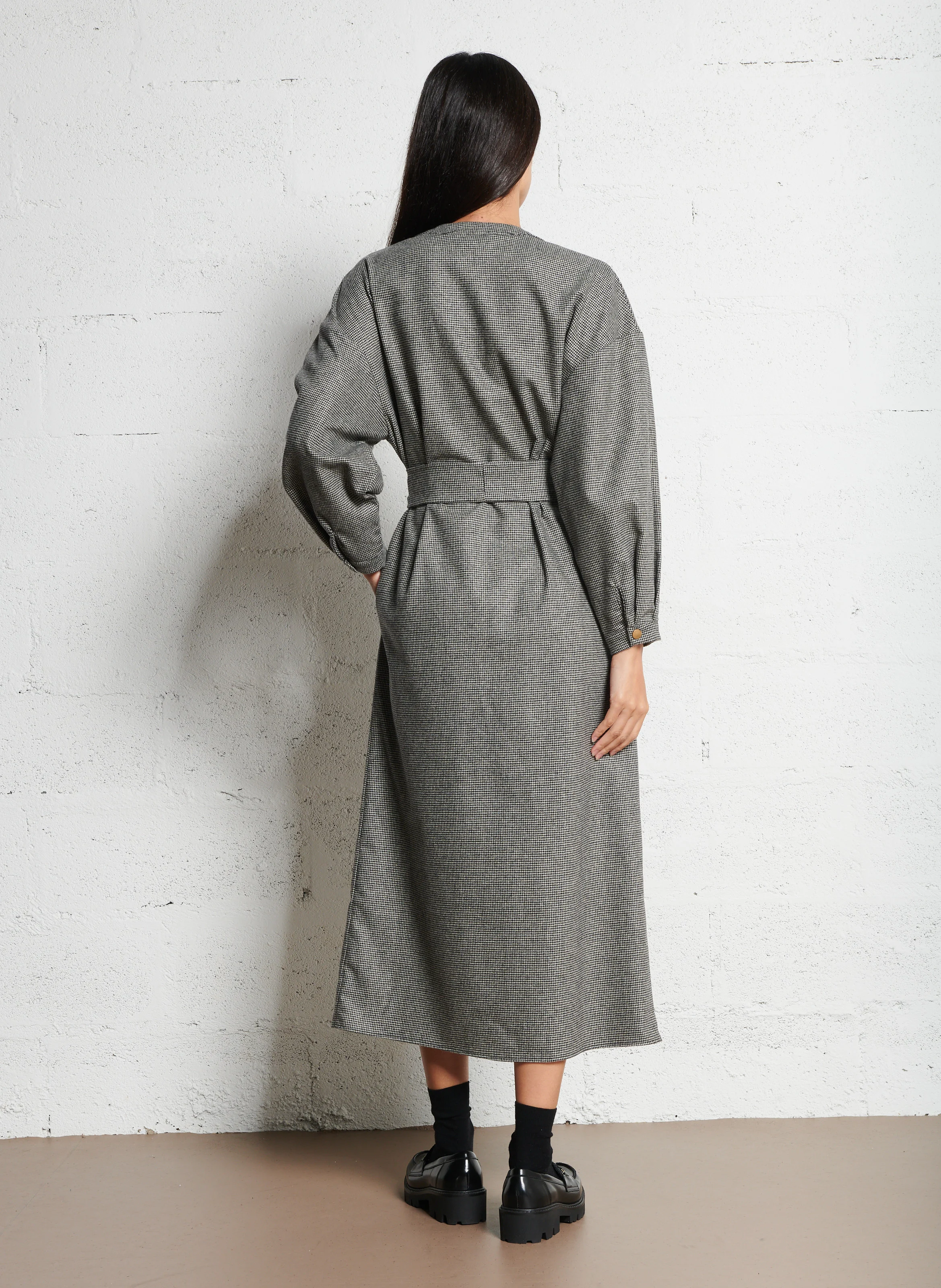 GARY - Robe manches longues en laine mélangée| Noir
