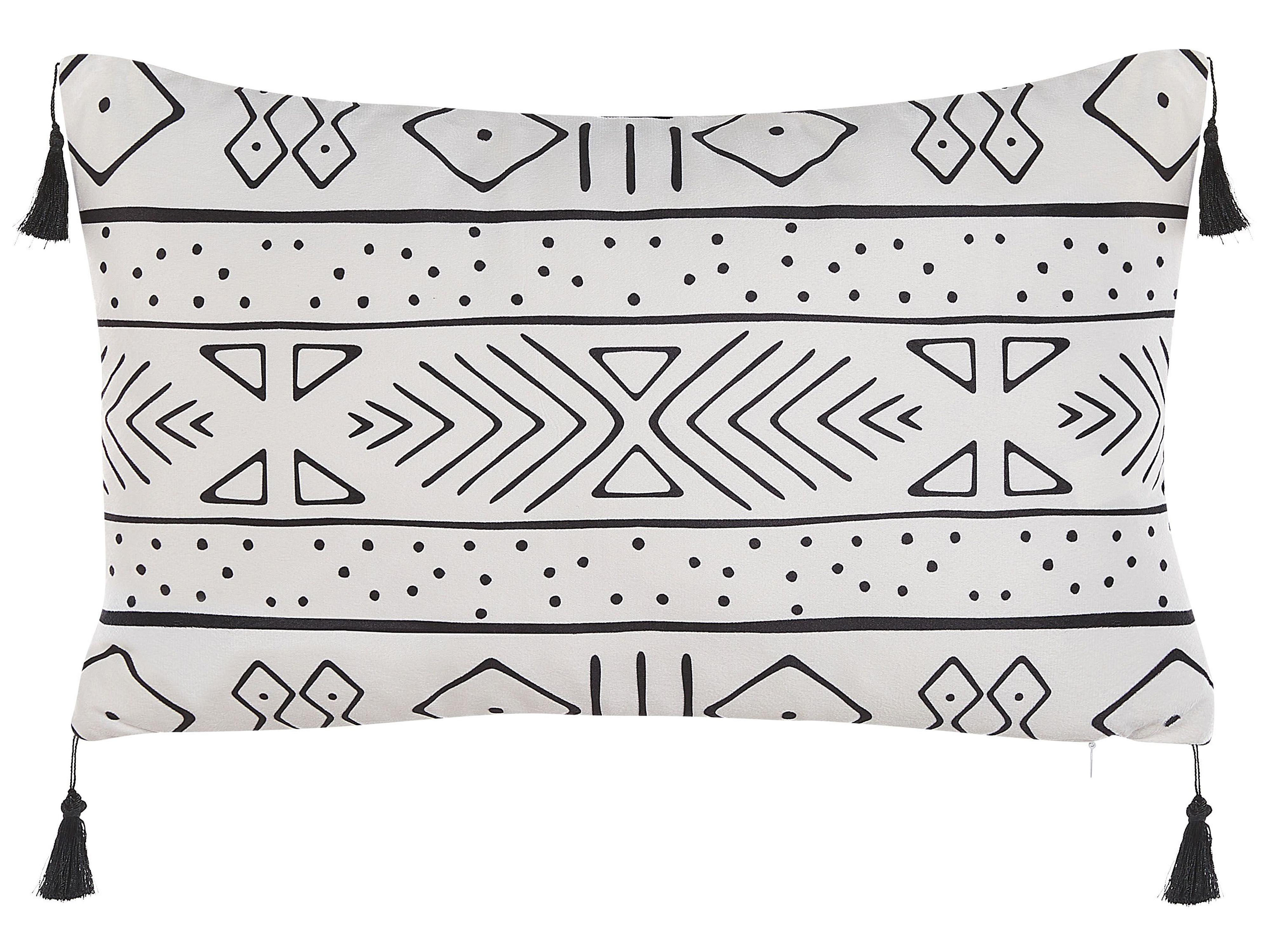 Set van 2 sierkussens SCHEFFLERA Fluweel 30 x 50 cm Wit geometrisch patroon