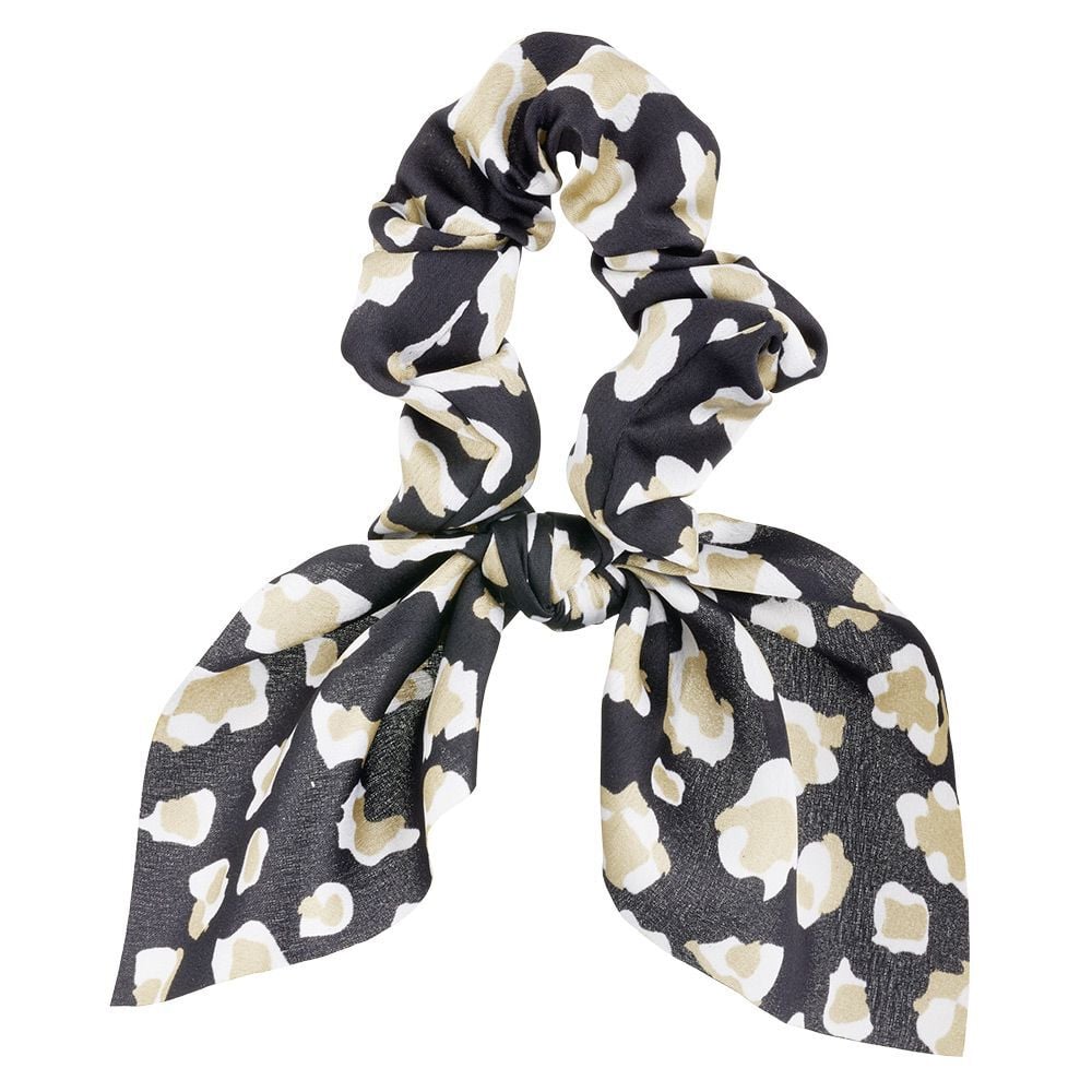 Chouchou façon noeud foulard imprimé léopard