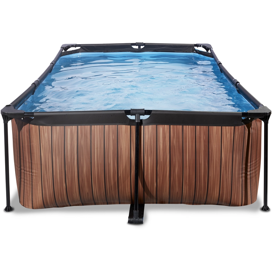 EXIT Frame Pool 220x150x60cm (12v Kartusche Filterpumpe) - Holz optik
