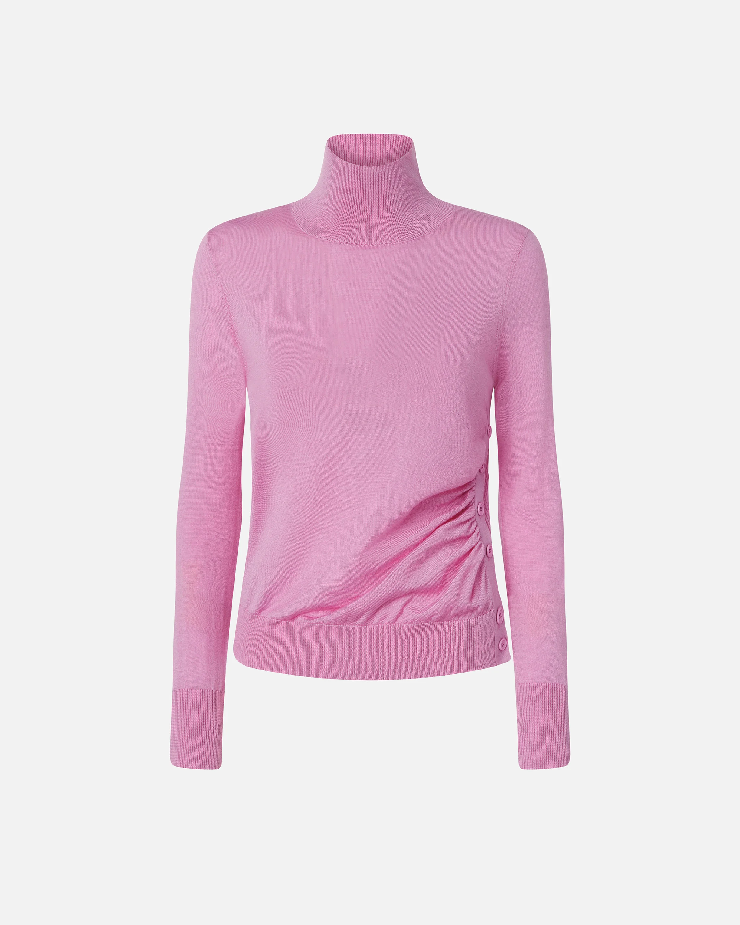Pull à col roulé avec boutons latéraux | Rose