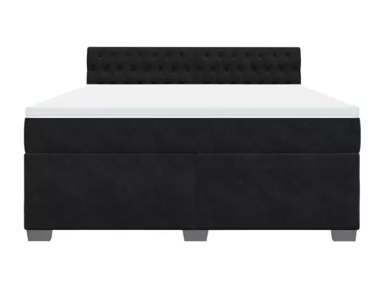 Sommier à lattes de lit avec matelas Noir 180x200 cm Velours