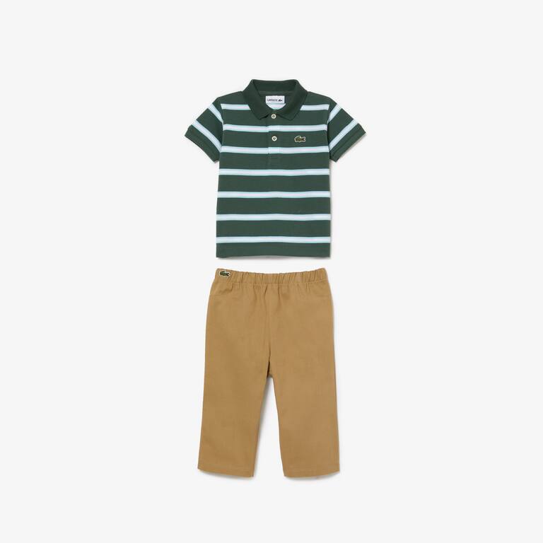 Coffret pyjama en mini piqué de coton biologique Coffrets Cadeaux - Vert - Lacoste - Garçon