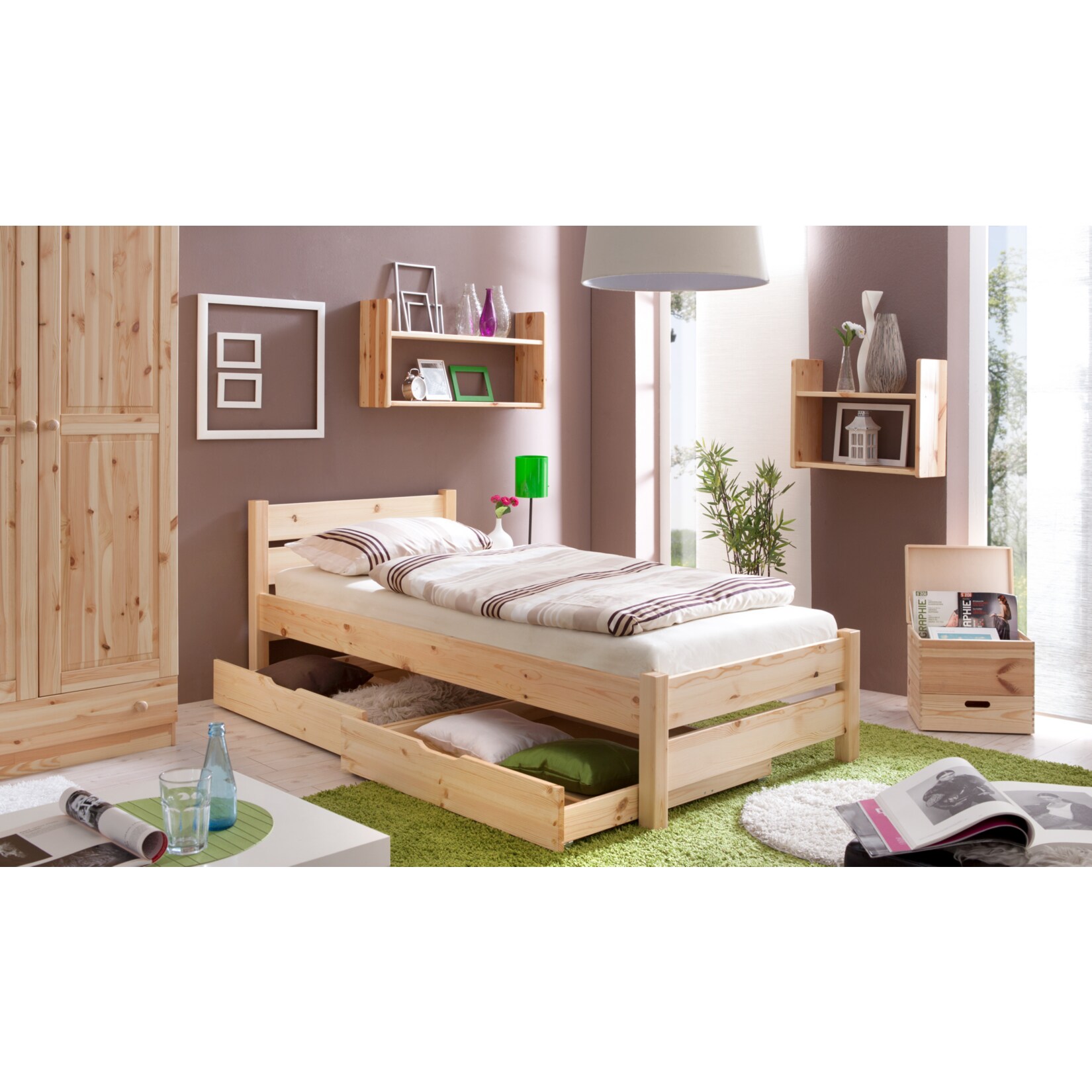 TiCAA Massivholz Einzelbett 