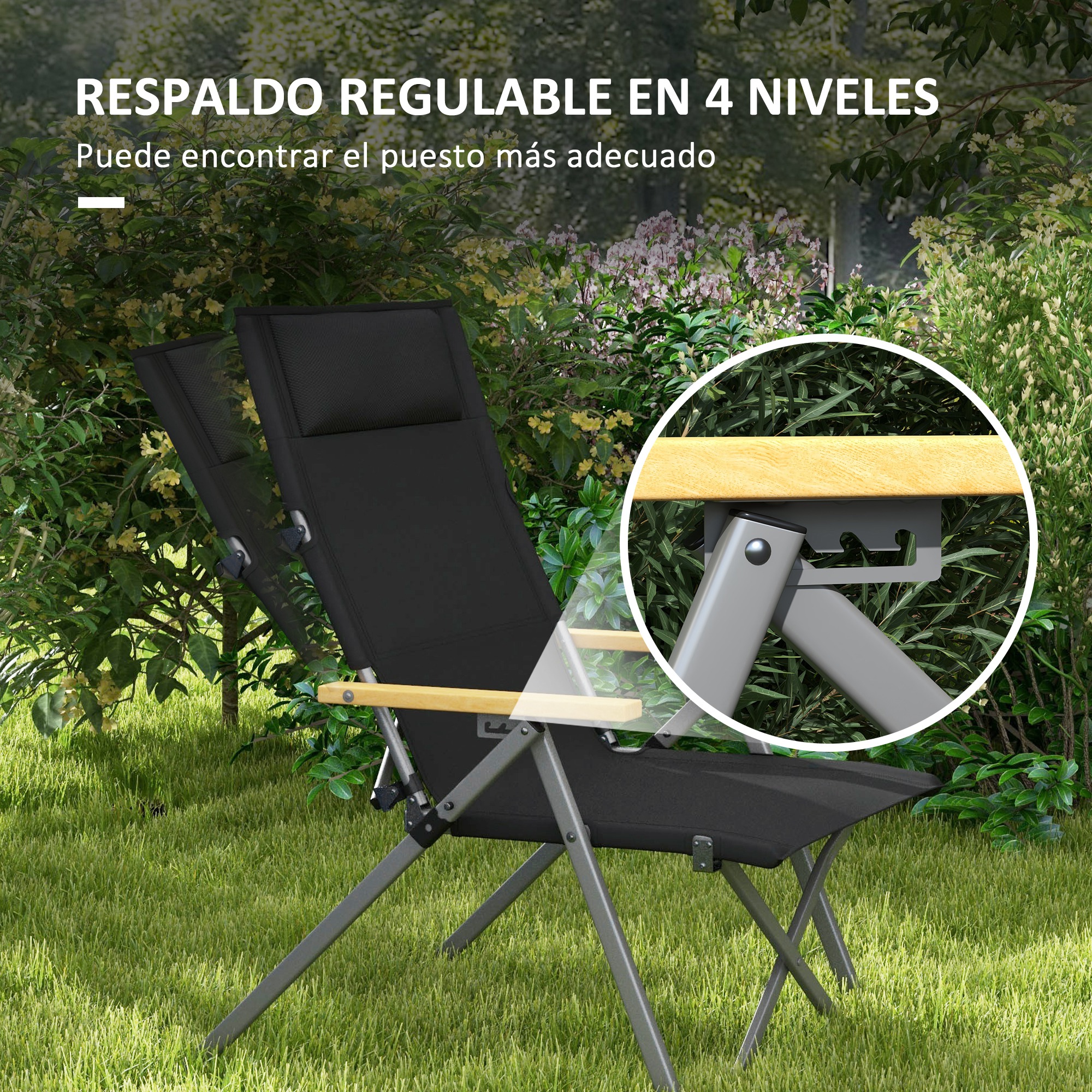 Cadeira de camping Outsunny preta