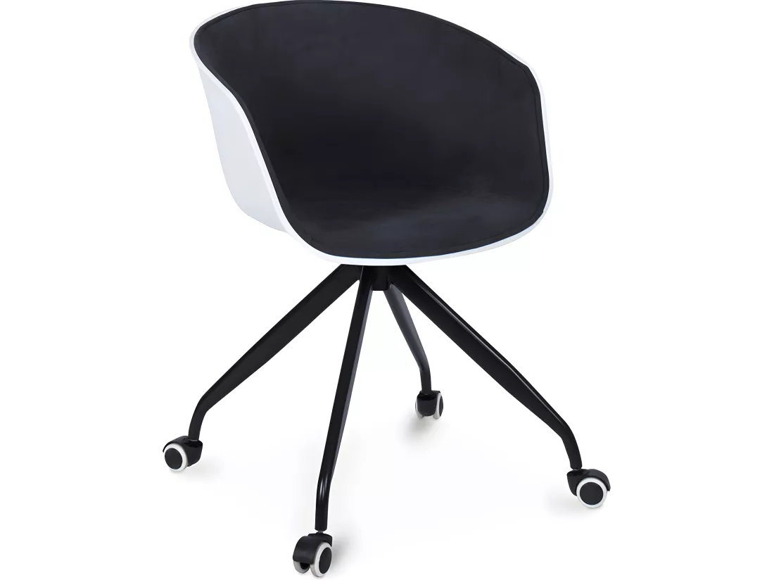 Chaise de bureau avec accoudoirs - Chaise de bureau à roulettes - Noir et blanc - Jodie Gris foncé