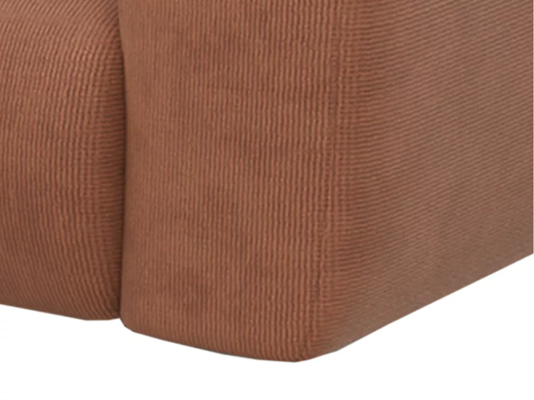 Grand canapé d'angle gauche en tissu texturé terracotta POGNI de Maison Céphy