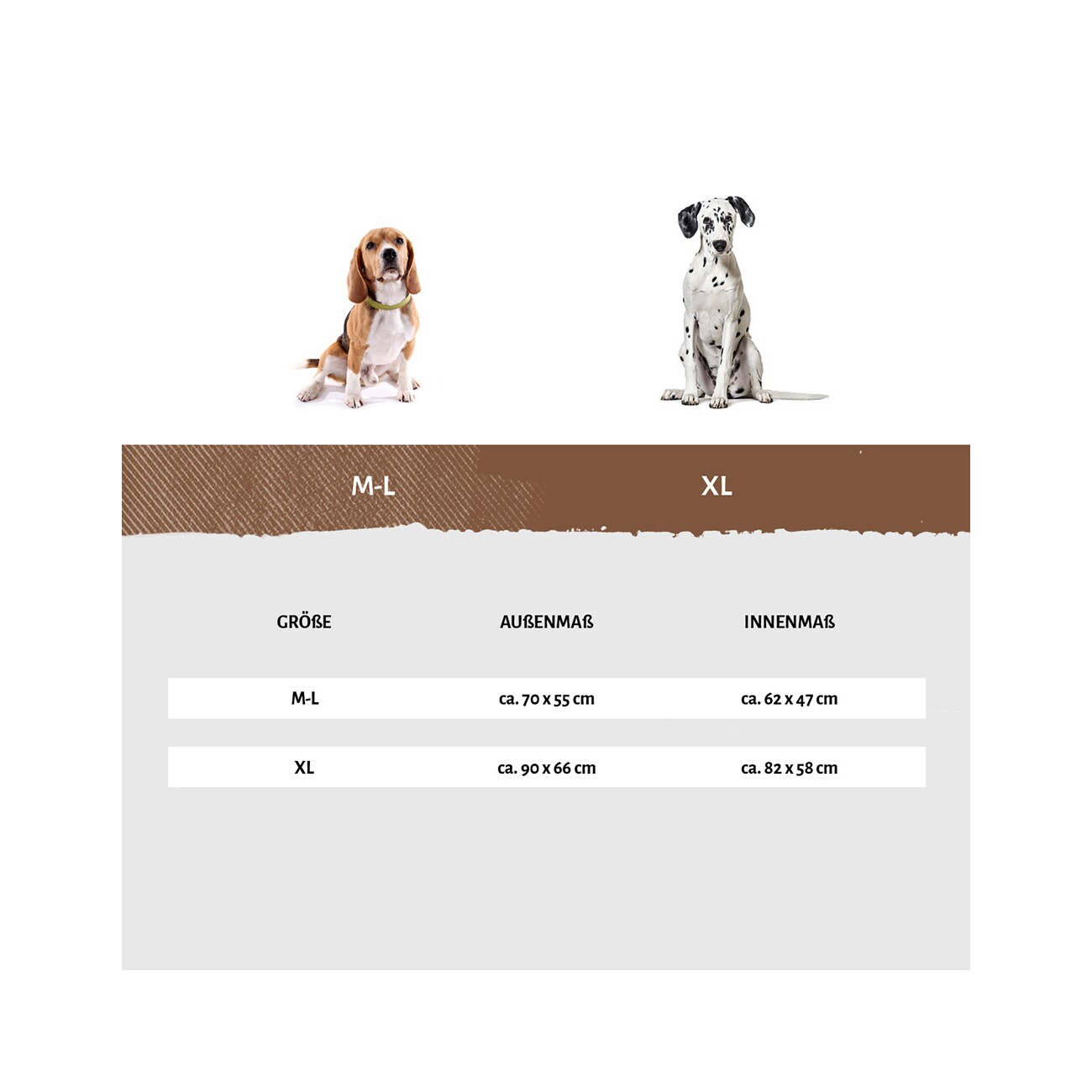 Knuffelwuff Orthopädisches Hundebett Lena aus Velours und Kunstleder mit hohem Schaumstoffrand braun/ beige M-L