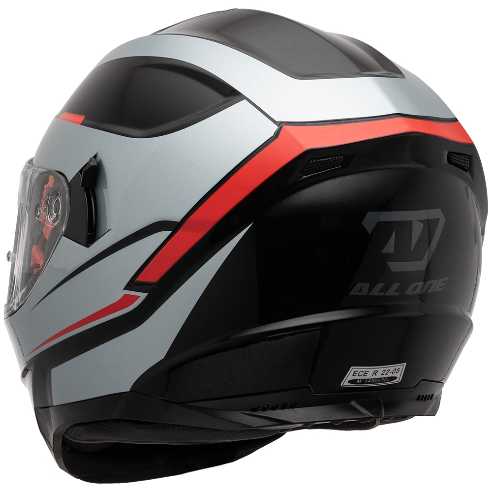All One - Casque Apollo Sharp Gris / Noir / Rouge Mat