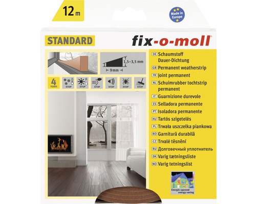 fix-o-moll permanente schuimafdichting, bruin, 12 m, 4 x 9 mm