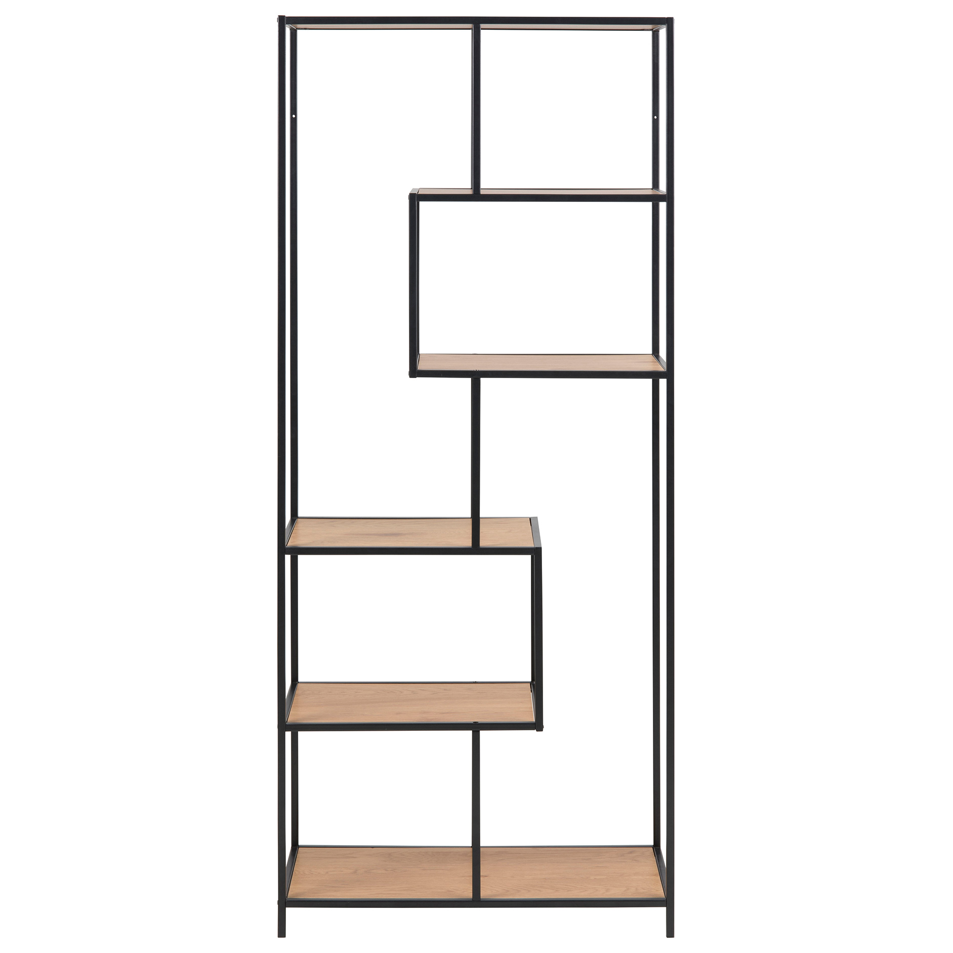 Regal SEAFORD - schwarz-holzfarben - 5 Ablagen - 77 cm breit