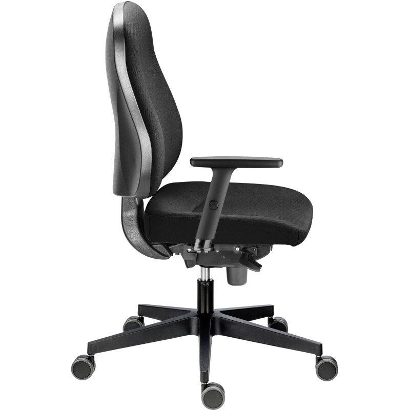 Chaise de bureau JUNE tissu - avec ou sans accoudoirs - Réglage profondeur d'assise - Mécanisme Synchrone - Pieds Noir
