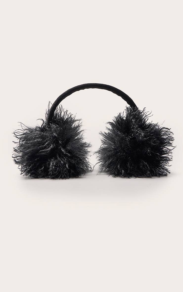 Noir Cache-oreilles En Synthétique À Poils Longs