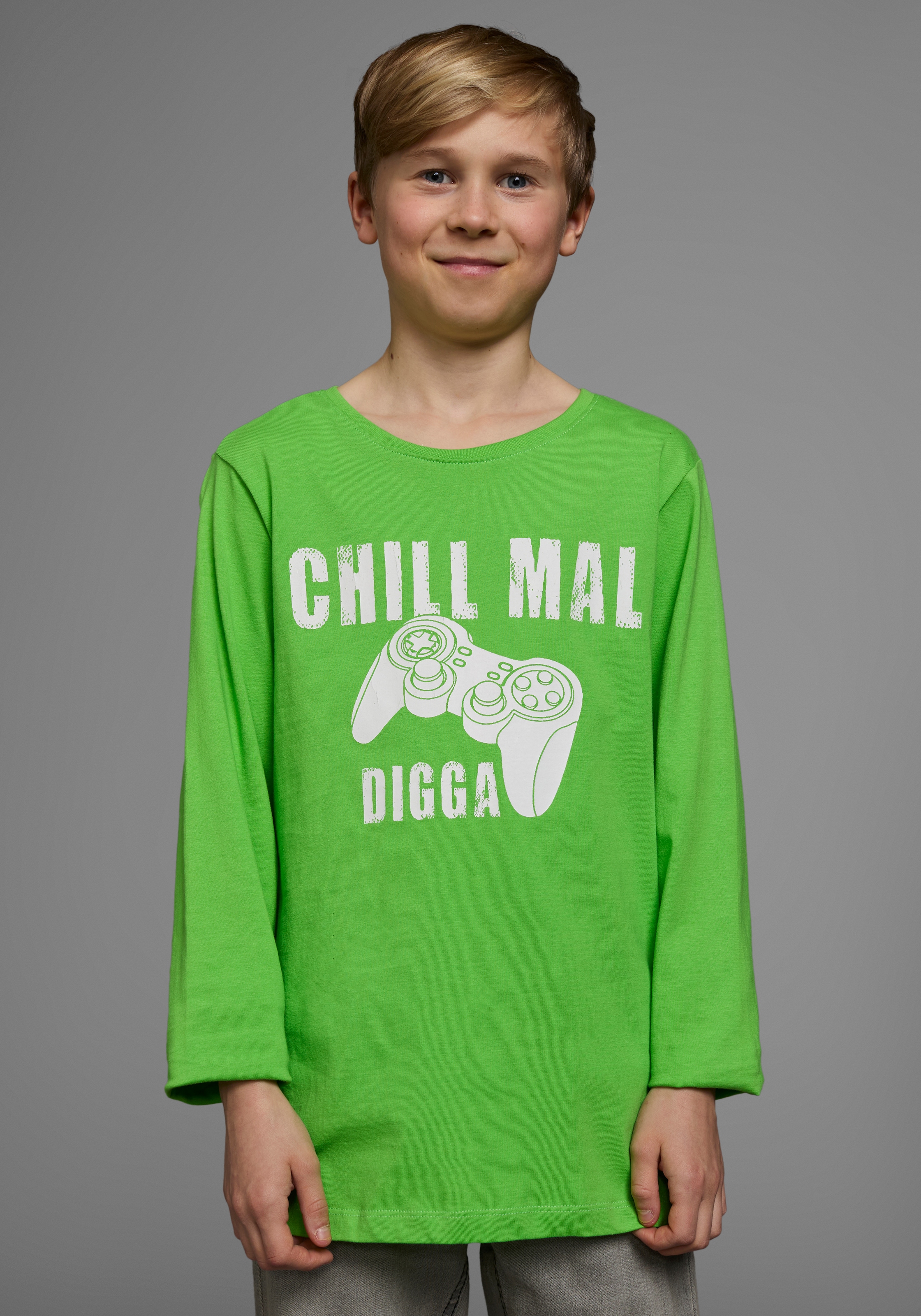 KIDSWORLD Langarmshirt »CHILL MAL DIGGA«, Langarm,  Basic-Passform,  mit peppigem Aufdruck