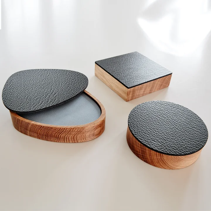 Lind DNA - Wood Box mit Deckel S, Ø 11 cm, Eiche natur / Bull schwarz