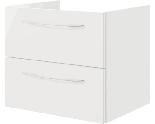 Pelipal Serie 4035 badkamermeubelset, BxHxD 60 x 200 x 45 cm, witte fronten. 3-delige badkamermeubelset bestaande uit een witte keramische wastafel, badmeubel en spiegelkast met LED-verlichting.