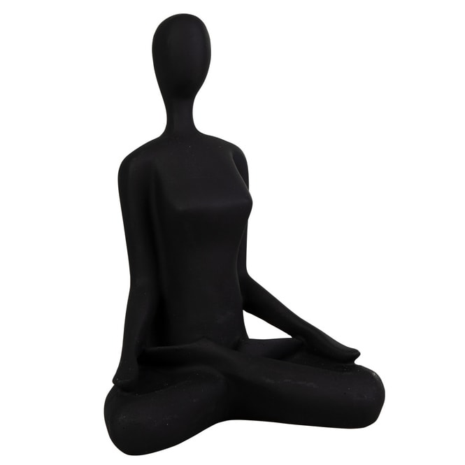Yogafigur - sitzend - schwarz - ca. 14 x 10 x 20 cm
