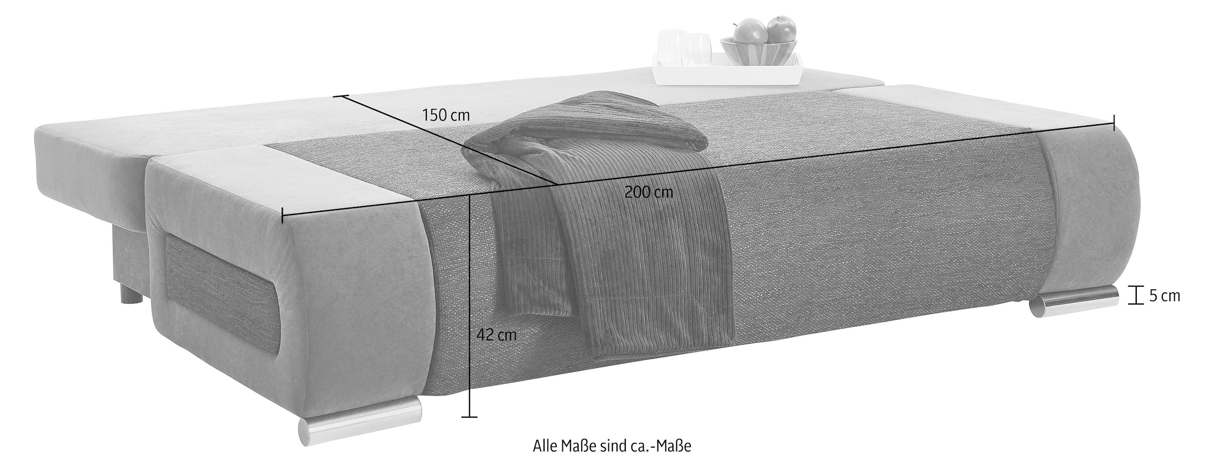 COLLECTION AB Schlafsofa »Moritz« mit Bettfunktion und Bettkasten, komfortabler Federkern