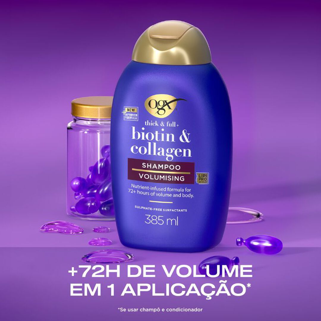 OGX Biotin Collagen Champô volumizante de Biotina e Colagénio - 385ml