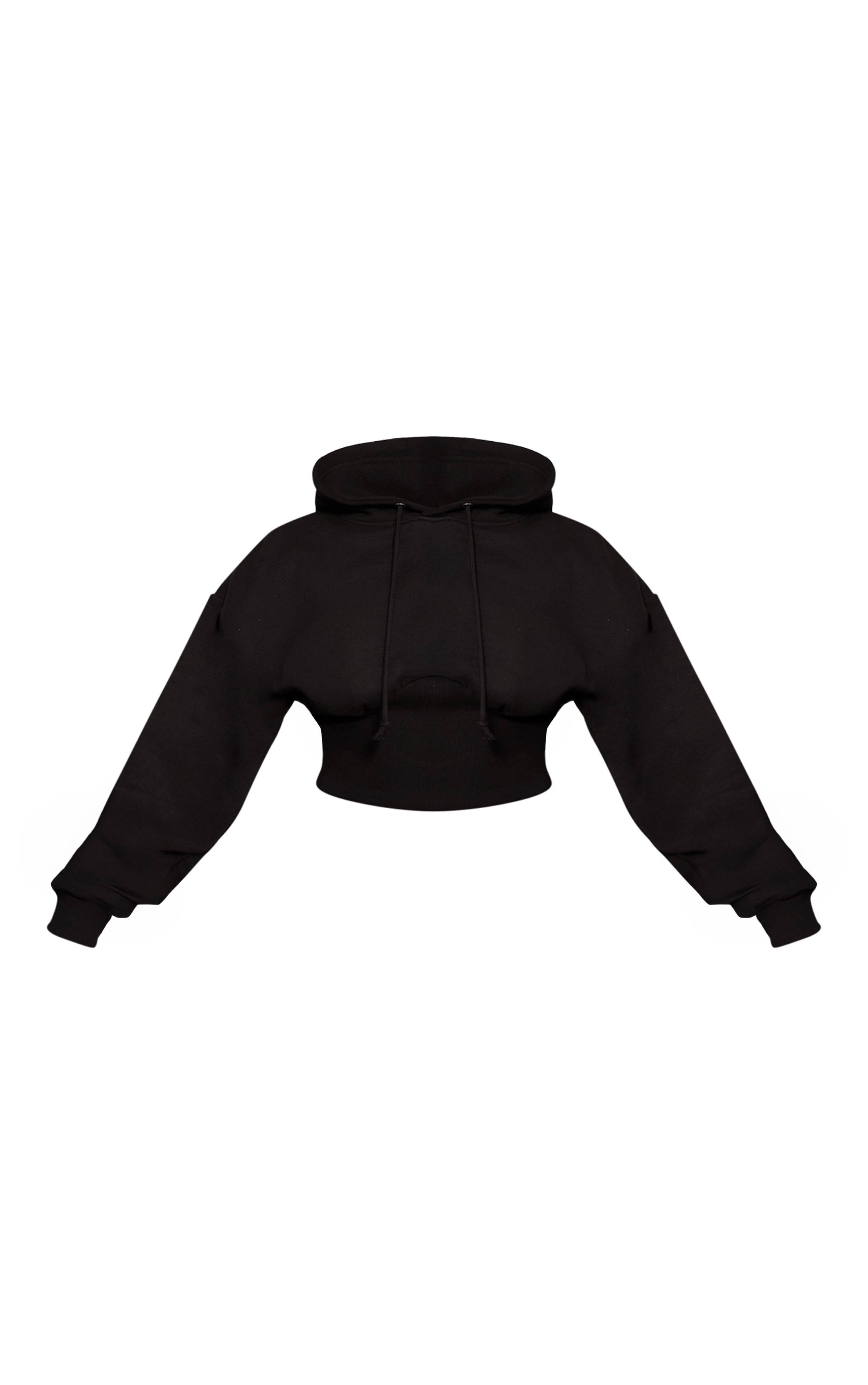 Noir Hoodie Crop En Molleton Taille Froncée Shape