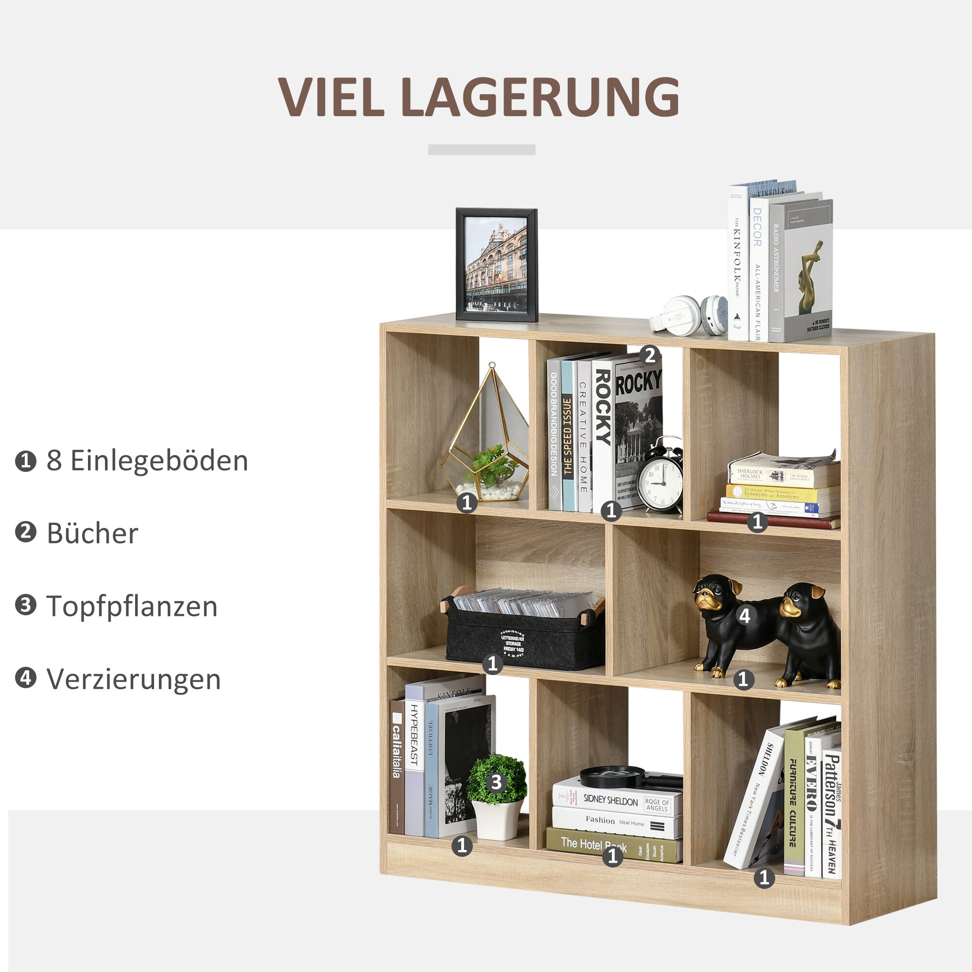 HOMCOM Standregal Mit Kippsicherung natur 97,5L x 30B x 100Hcm