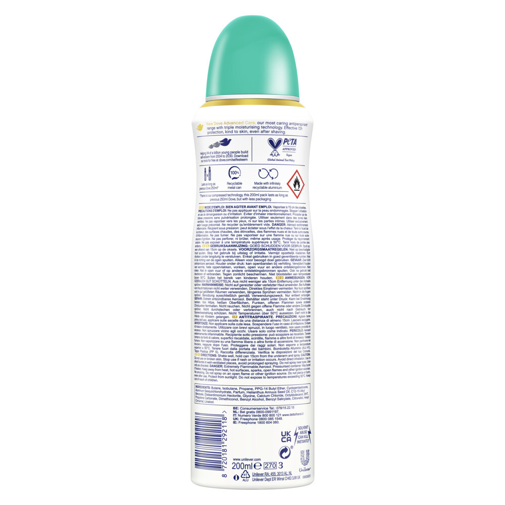 6x Dove Deodorant Spray Pear Aloe Vera200 ml