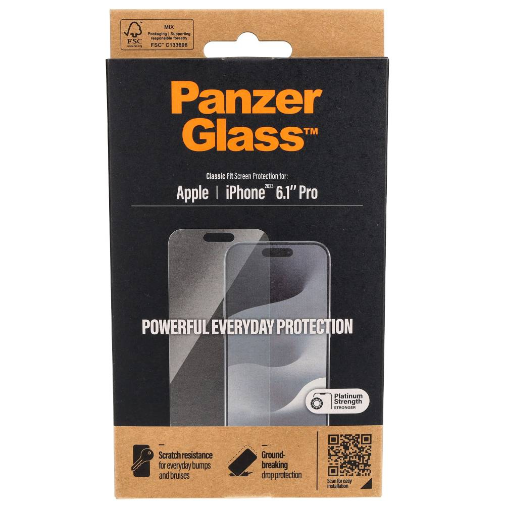 iPhone 15 Pro Antibakterielle Panzer Glas Displayschutz Case Friendly (2806)