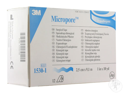 3M Micropore Sparadrap Rouleau 2,5cm x 9,14m Pièces 12 (1530-1)