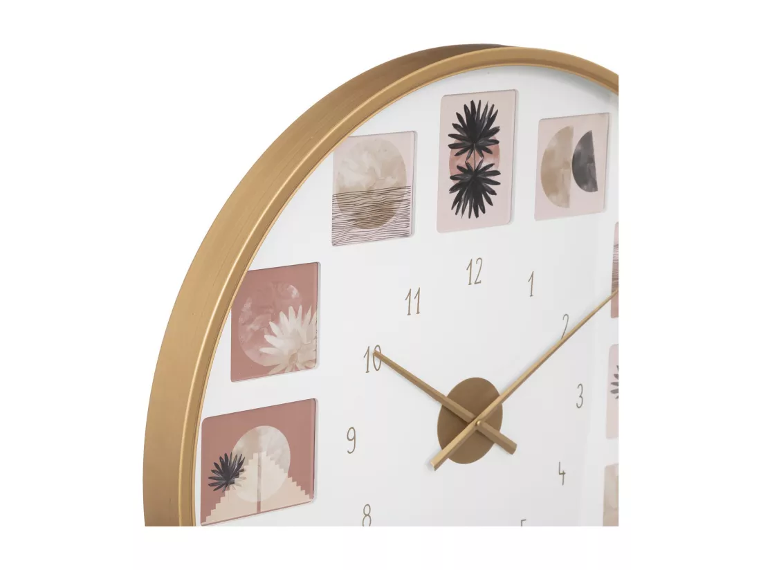 Pendule murale Pêle-mêle en Métal Doré D 76,5 cm
