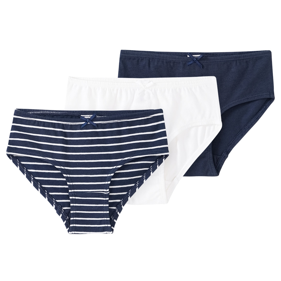 Famy 3 Mädchen Slips aus Bio-Baumwolle dunkelblau / weiss