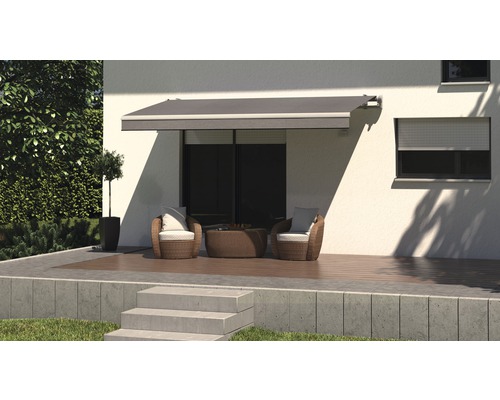 SOLUNA knikarmzonnescherm Trend 2,5x2 doekdesign U104 frame zilver geanodiseerd incl. motor, wandschakelaar en noodhandzwengel