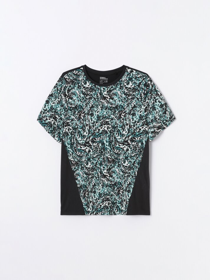 Camiseta esportiva estampada de manga curta - Branca/verde