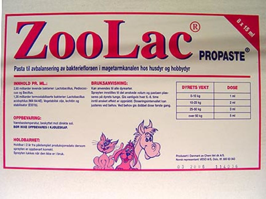 Zoolac Propaste probiotika til dyr 8x15 ml