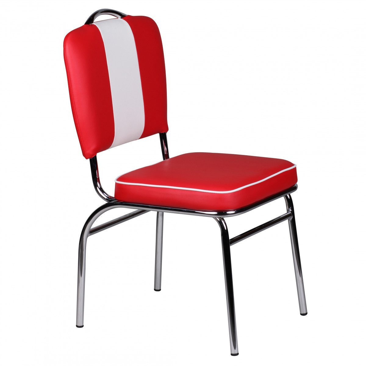 Polsterstuhl - rot-weiß - Lederoptik