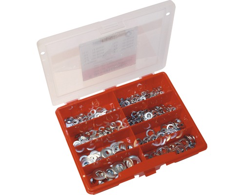 Ringassortiment DIN 125, DIN 127, verzinkt, 380 stuks