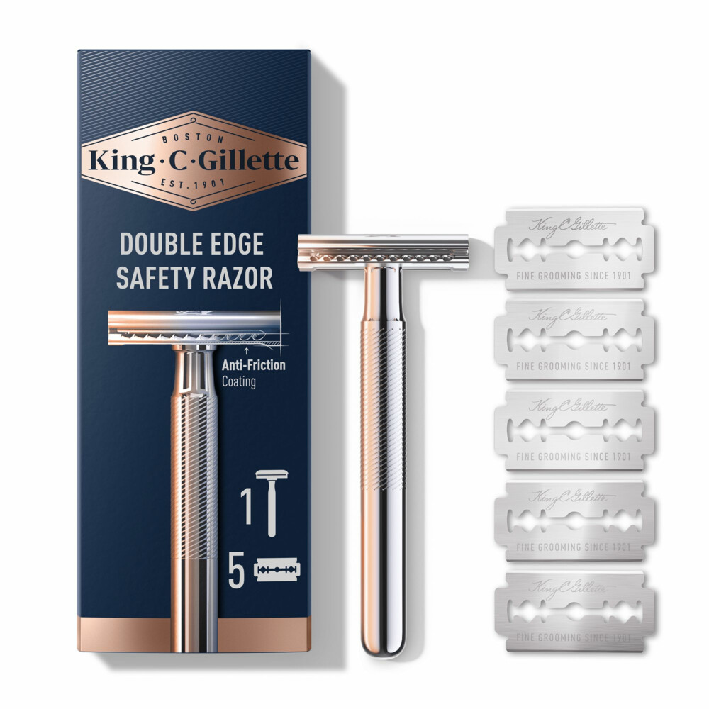 King C. Gillette Double Edge Safety Razor Houder en Scheermesjes5 stuks