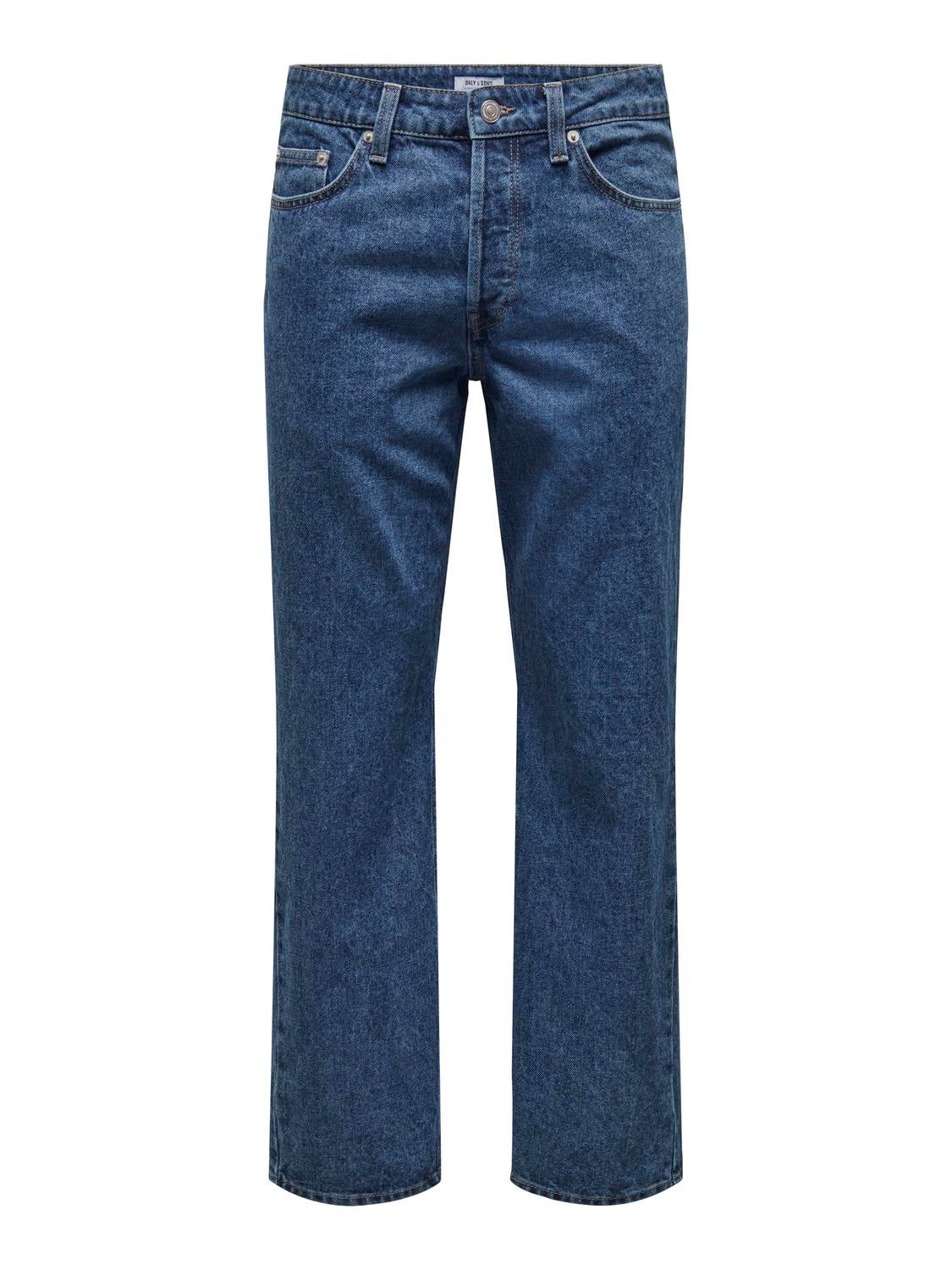 ONSEDGE Mittlere Taille Gerade geschnitten Jeans Medium Blue Denim