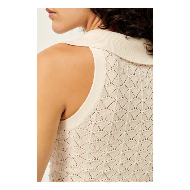 Sessùn Top Polo Maille Ajourée Baya | Ecru