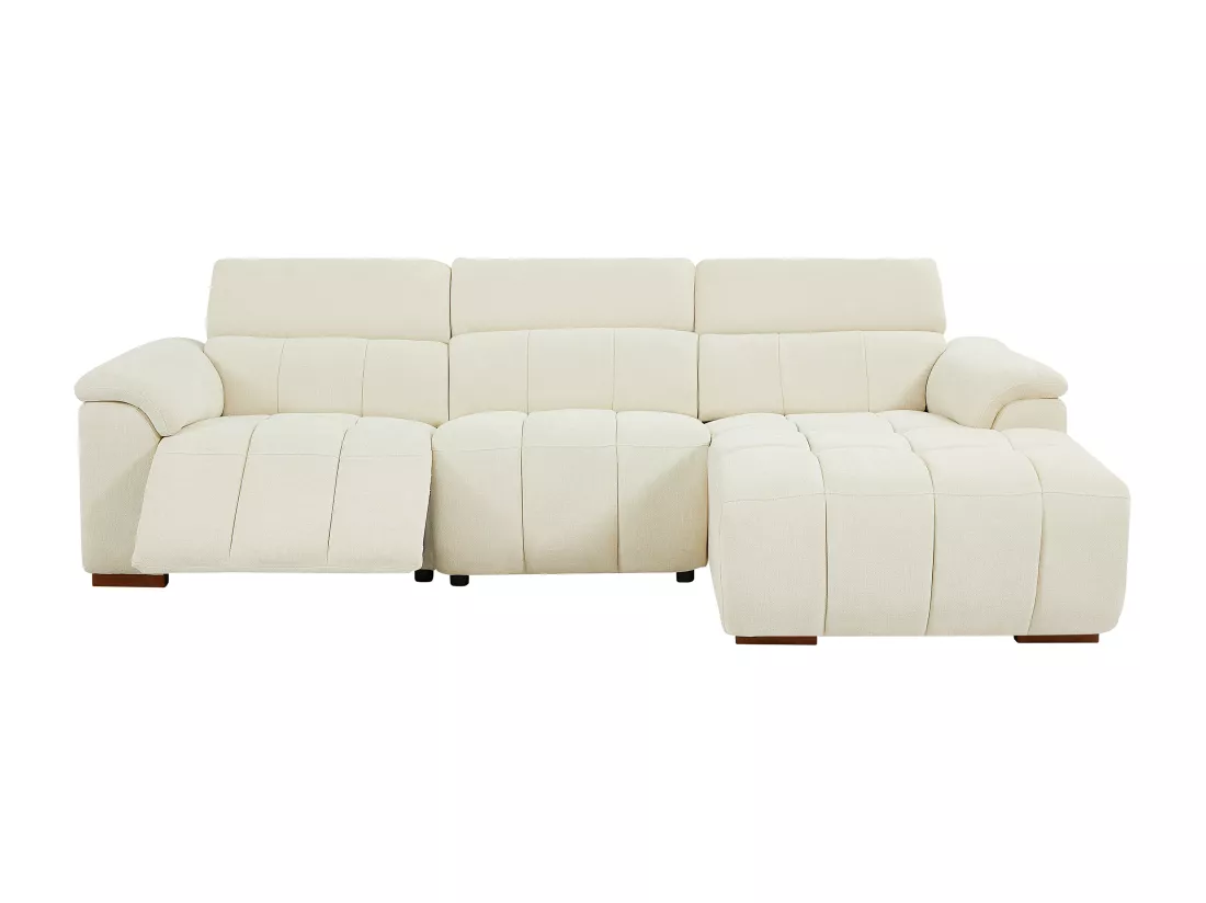 Canapé d'angle droit relax électrique en tissu beige MOLPICA