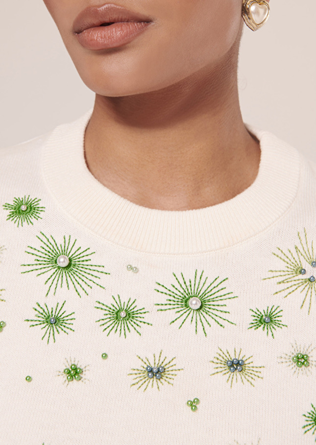 Pull Pablitoécru en laine et coton