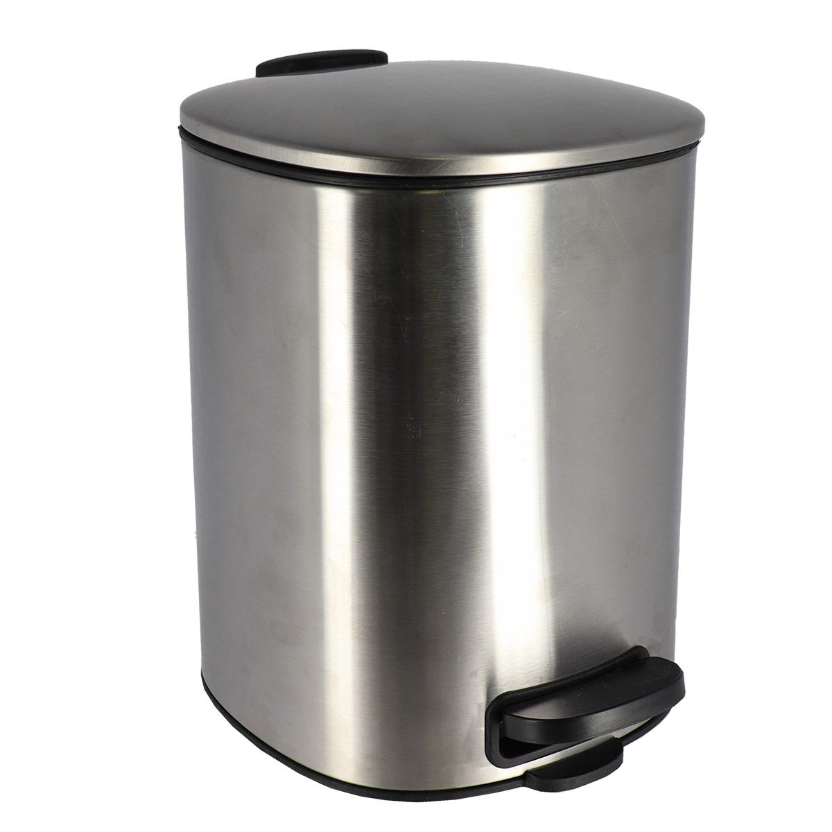 POUBELLE METAL CARREE 5L FREIN DE CHUTE A PEDALE CHROME