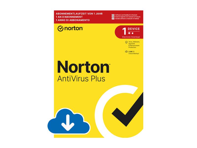 Norton Norton AntiVirus Plus ESD, 1 Jahr, incl. 2 GB Cloud Leistungsstarker Schutz für Ihr Gerät und die darauf gespeicherten persönlichen Daten